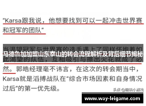 马德鲁加加盟山东泰山的转会流程解析及背后细节揭秘